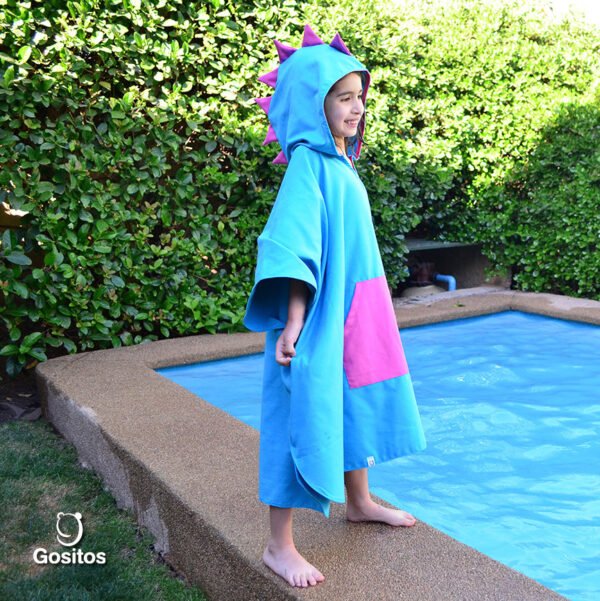 Toalla Dino Celeste Fucsia