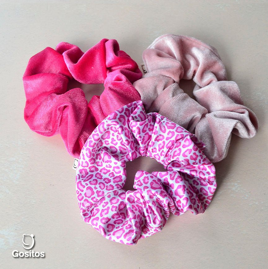 TRIPACK SCRUNCHIES PRINT ROSA