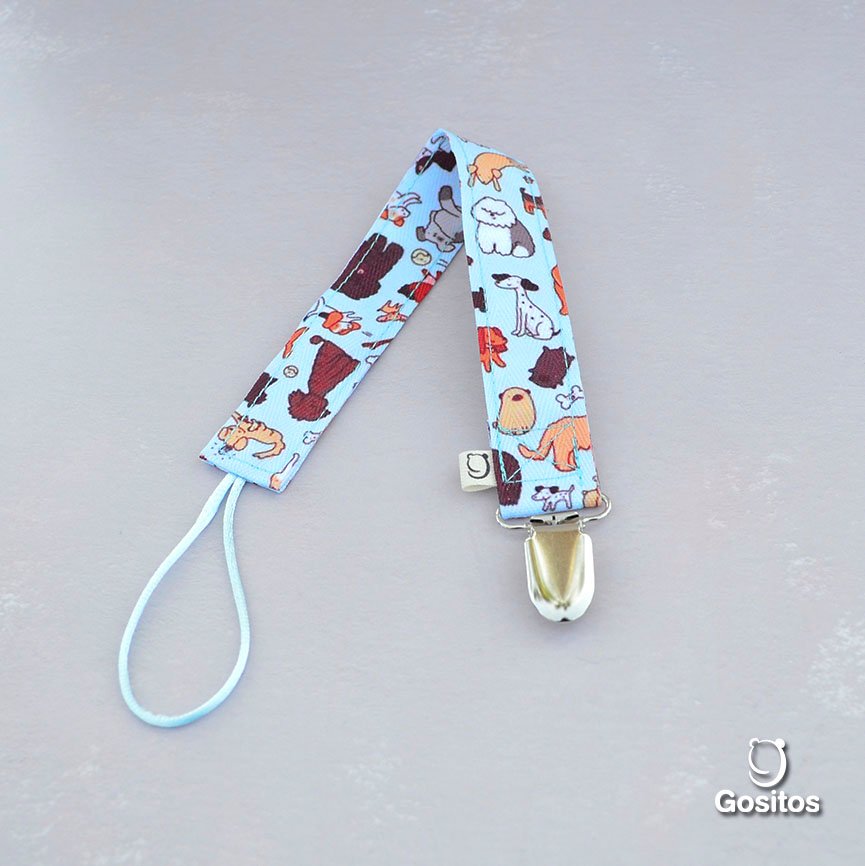 Porta Chupete Perritos Celeste