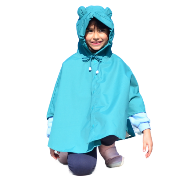 Capa Poncho Lluvia Osito Azul Petróleo