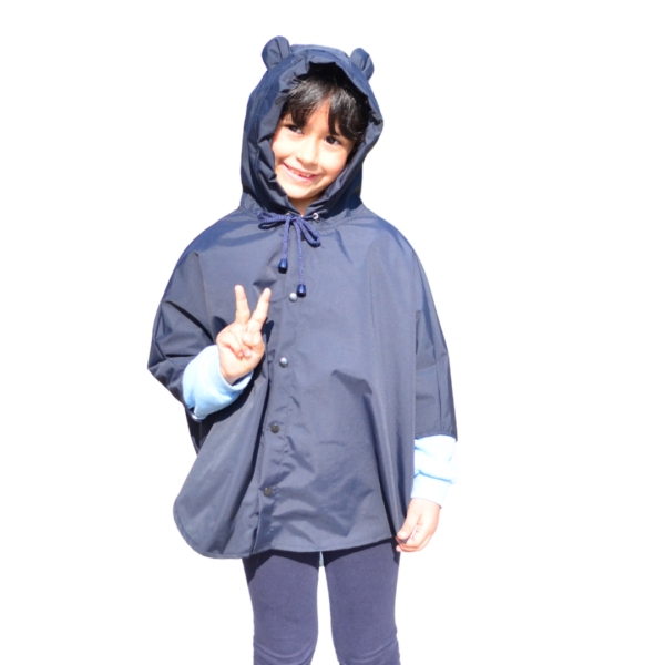 Capa Poncho Lluvia Osito Azul Marino