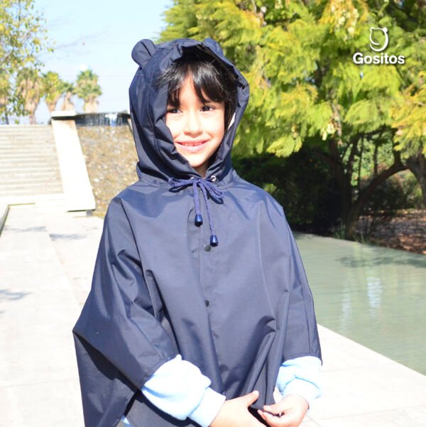 Capa Poncho Lluvia Osito Azul Marino - Imagen 3