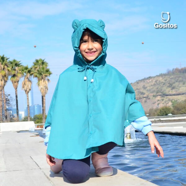 Capa Poncho Lluvia Osito Azul Petróleo - Imagen 2