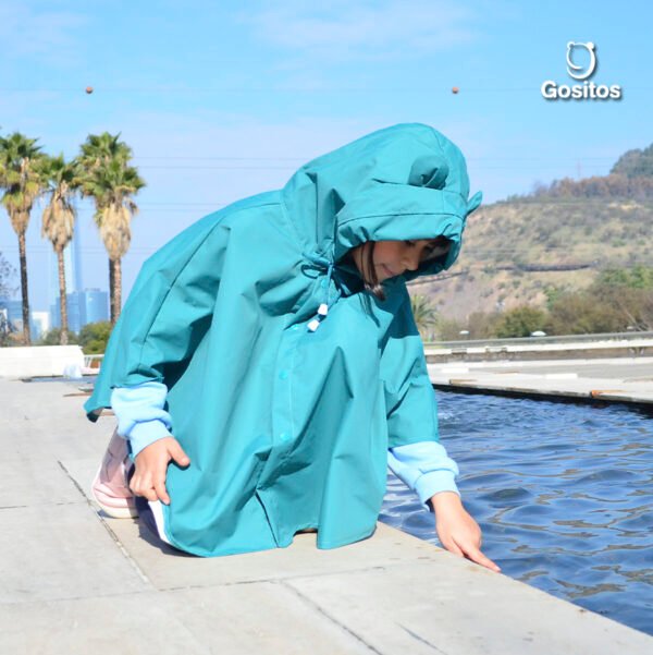 Capa Poncho Lluvia Osito Azul Petróleo - Imagen 3