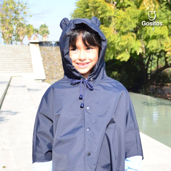 Capa Poncho Lluvia Osito Azul Marino - Imagen 2