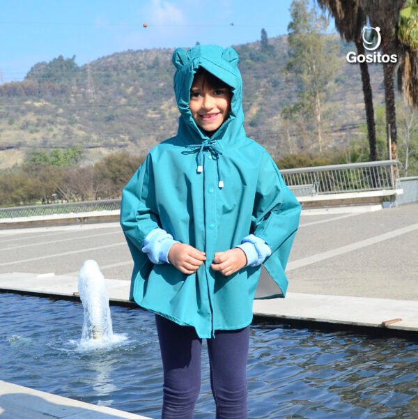 Capa Poncho Lluvia Osito Azul Petróleo - Imagen 5