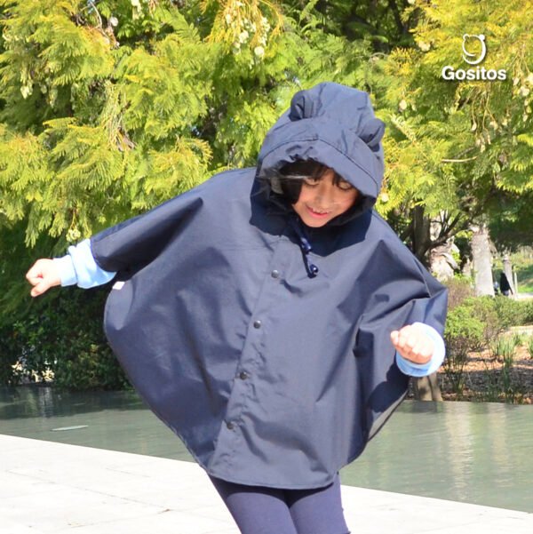 Capa Poncho Lluvia Osito Azul Marino - Imagen 4