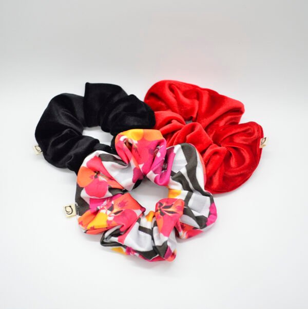 TRIPACK SCRUNCHIES HIBISCO ROJO G-084
